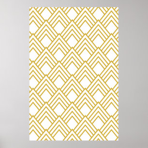 Abstrakt geometrisk, vit och guld poster