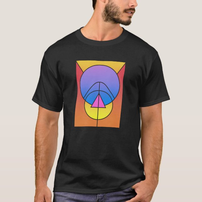 Abstrakt geometriska cirklar linje färgrik  t shirt (Framsida)