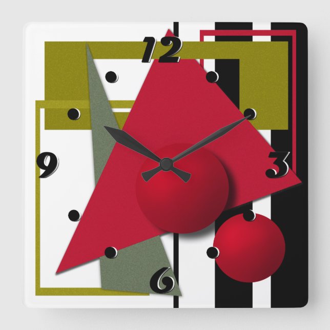 Abstrakt, geometriska former fyrkantig klocka (Framsida)
