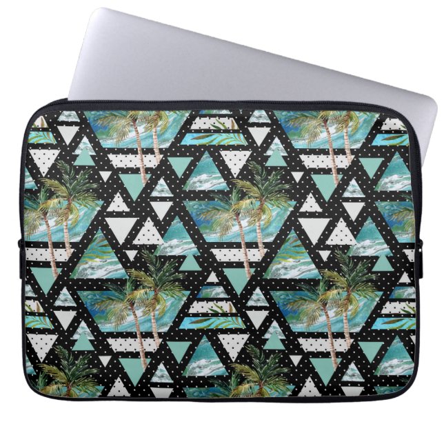 Abstrakt geometriska handflatan & vågarmönster laptop fodral (Framsidan)
