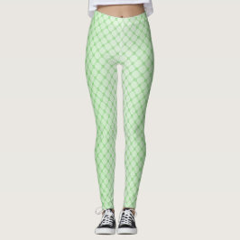 Abstrakt Geometriska nätverk för Grönt Linjer Leggings