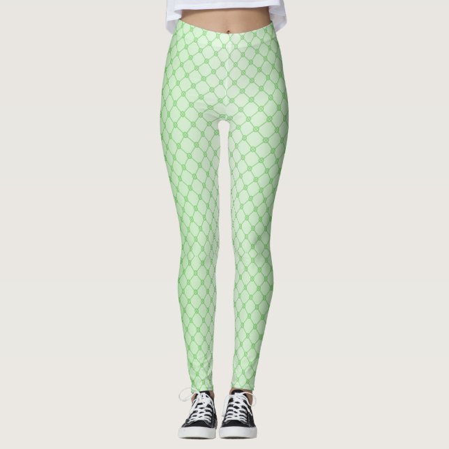 Abstrakt Geometriska nätverk för Grönt Linjer Leggings (Framsida)