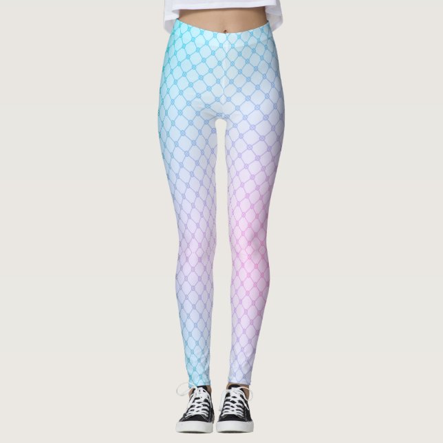 Abstrakt Geometriska nätverk för Grönt Linjer Leggings (Framsida)