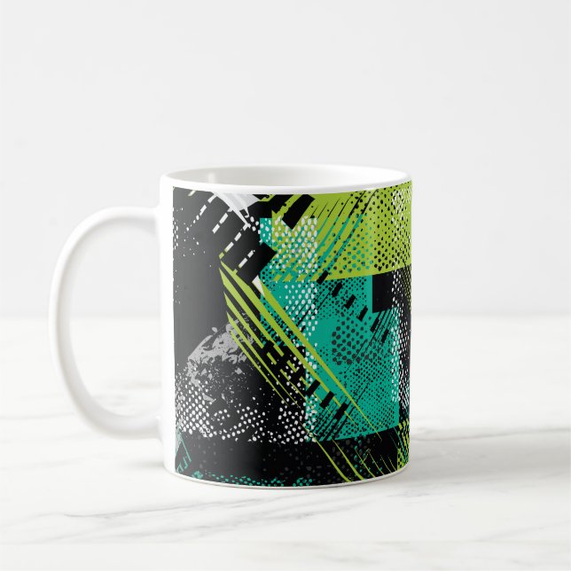 Abstrakt Geometriska punkter Rand Mönster Kaffemugg (Vänster)