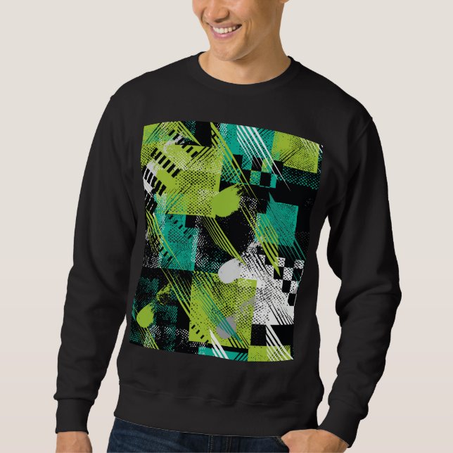Abstrakt Geometriska punkter Rand Mönster Lång Ärmad Tröja (Framsida)