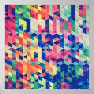 Abstrakt Geometriska vattenfärgsformer Mönster Poster
