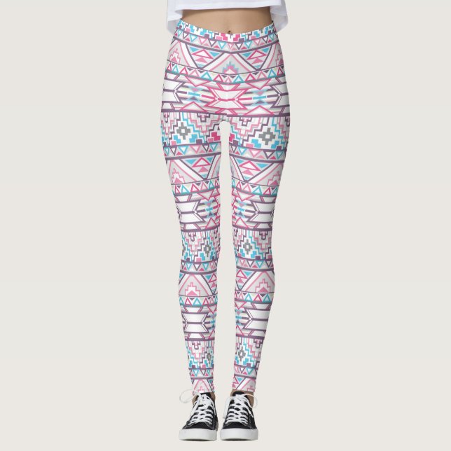 Abstrakt geometriskt Aztec mönster 3 Leggings (Framsida)