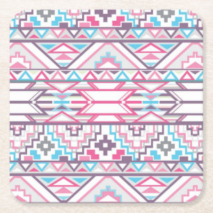 Abstrakt geometriskt Aztec mönster 3 Underlägg Papper Kvadrat