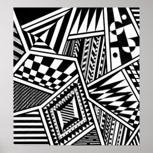 abstrakt geometriskt formar det svart vitmönster poster
