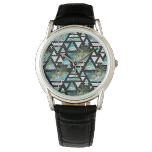 Abstrakt Geometriskt Handflatan och Vinkarare Mön Armbandsur
