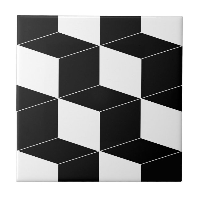 Abstrakt geometriskt mönster - svart och white. kakelplatta (Framsidan)