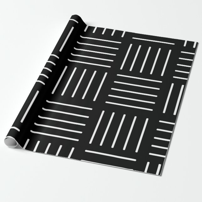 Abstrakt geometriskt mönster - svart och white. presentpapper (Utrullad)