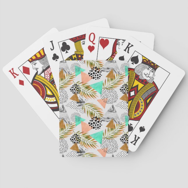 Abstrakt geometriskt tropiskt lövmönster casinokort (Baksidan)