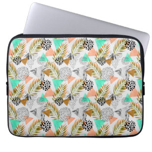 Abstrakt geometriskt tropiskt lövmönster laptop sleeve