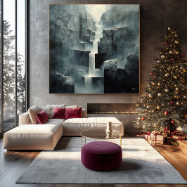 Abstrakt Geometriskt vattenfall i Misty Canyon Canvastryck