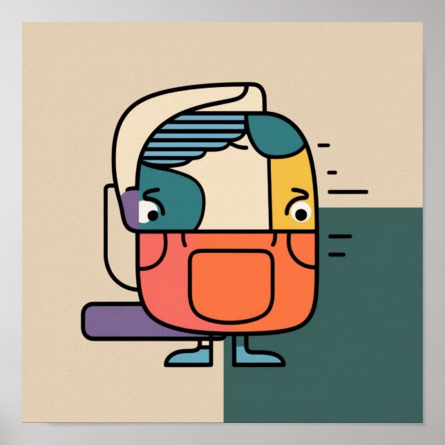 Abstrakt Geommic Man Character Poster (Framsidan)