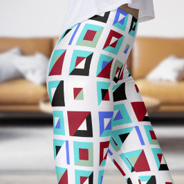 Abstrakt Ghost White Mosaic Mönster Leggings