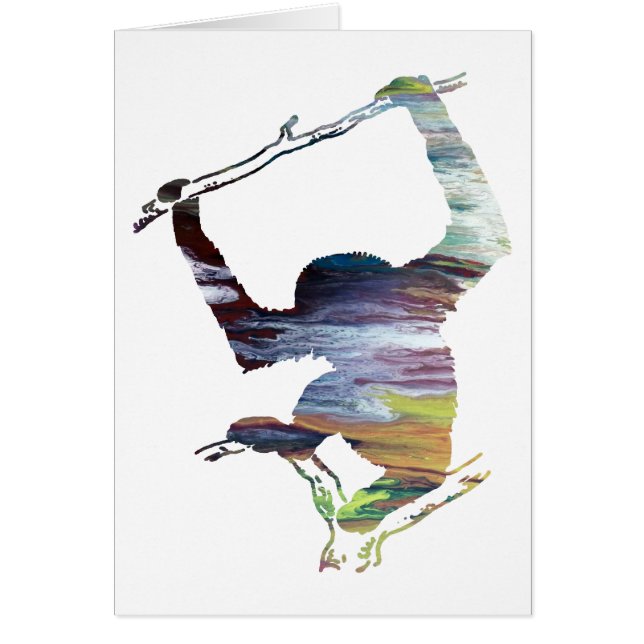 Abstrakt Gibbonsilhouette Hälsningskort (Framsidan)