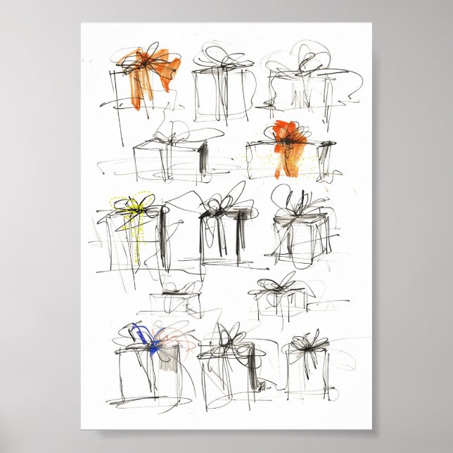 Abstrakt Gift Boxes Mönster Poster (Framsidan)