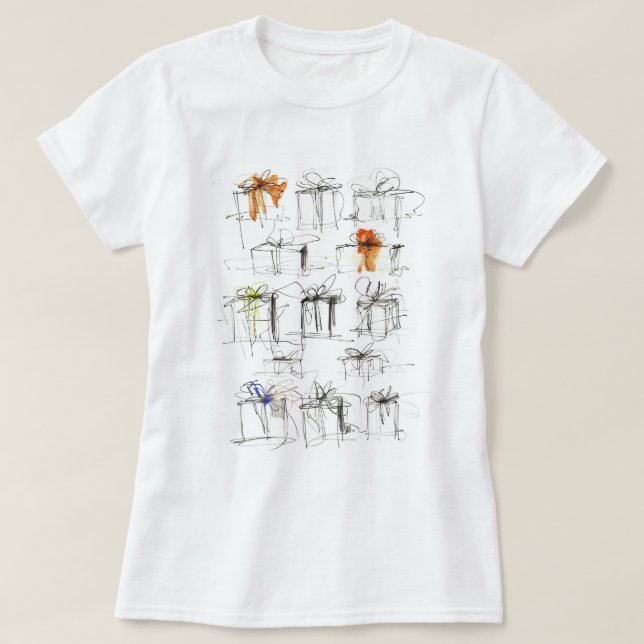 Abstrakt Gift Boxes Mönster T Shirt (Design framsida)