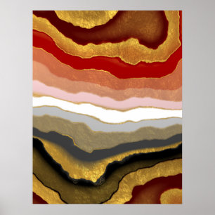 Abstrakt Gilded Agate Poster