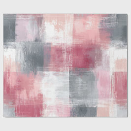 Abstrakt Gingham Rosa och Grått Presentpapper