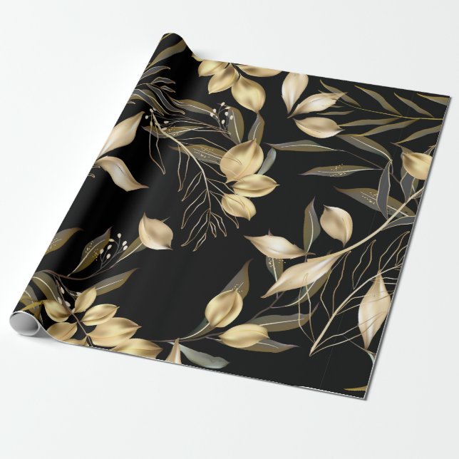 Abstrakt ginkgo löv. Luxury glitter ginkgo on r Presentpapper (Utrullad)