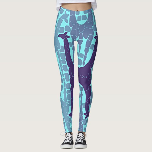 Abstrakt Giraffe Mönster Leggings (Framsida)