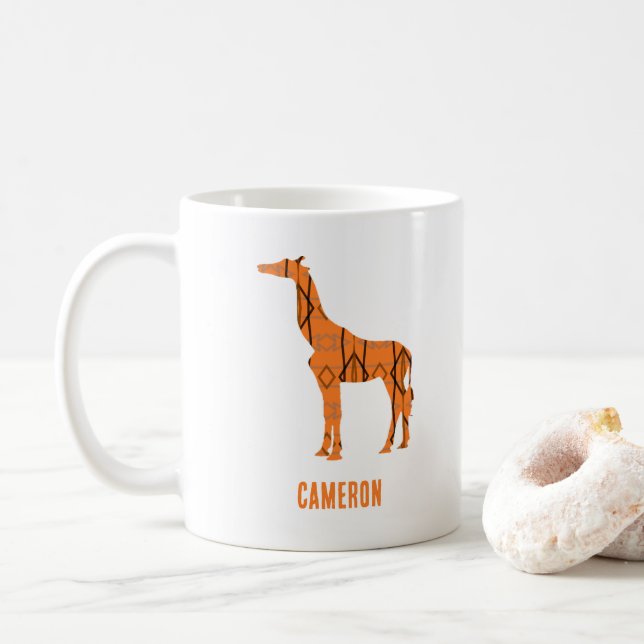 Abstrakt giraffe silhouette monogram kaffemugg (Med munk)
