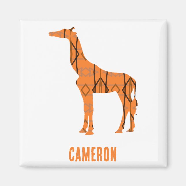 Abstrakt giraffe silhouette monogram magnet (Framsidan)