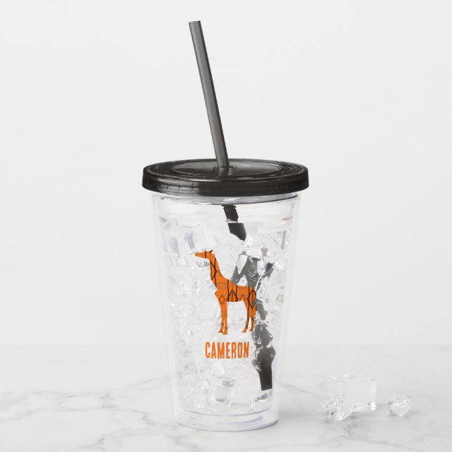 Abstrakt giraffe silhouette monogram take away mugg (Framsida Ice)