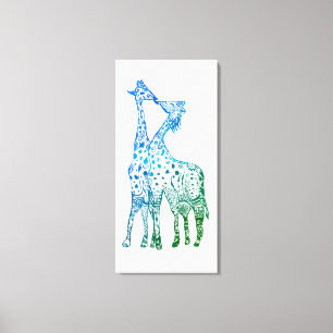 Abstrakt Giraffes Teckning Kiss-Kanvastrycket Canvastryck