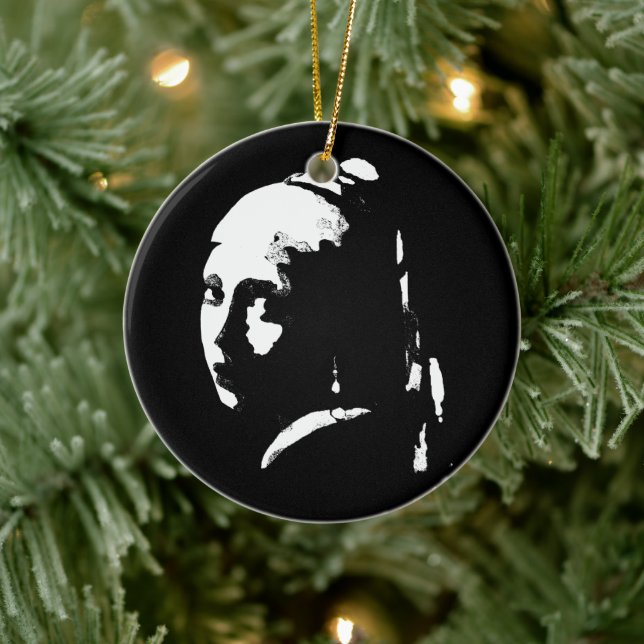 Abstrakt Girl med Pearl Earring Julgransprydnad Keramik (Träd)