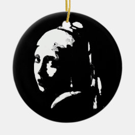 Abstrakt Girl med Pearl Earring Julgransprydnad Keramik
