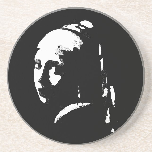 Abstrakt Girl med Pearl Earring Sandstone Underläg Underlägg (Framsidan)