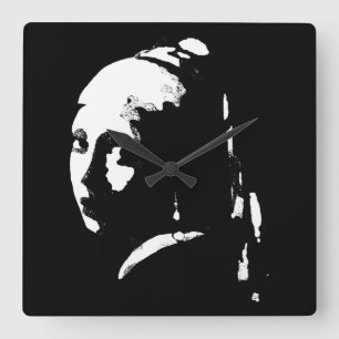 Abstrakt Girl med Pearl Earring Wall Clock Fyrkantig Klocka