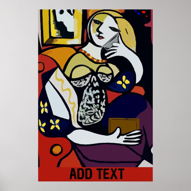 Abstrakt Girl på Cell Mobil Poster (Framsidan)