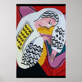 Abstrakt Girl på Tablet 4 Poster