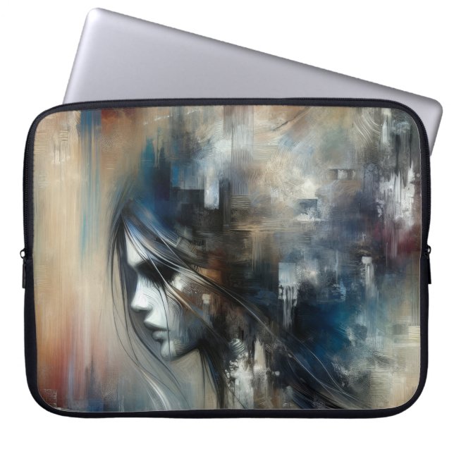 Abstrakt Girl Painting Laptop Fodral (Framsidan)