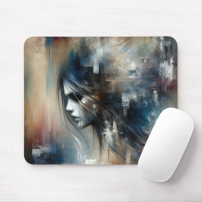 Abstrakt Girl Painting Musmatta (Med mus)