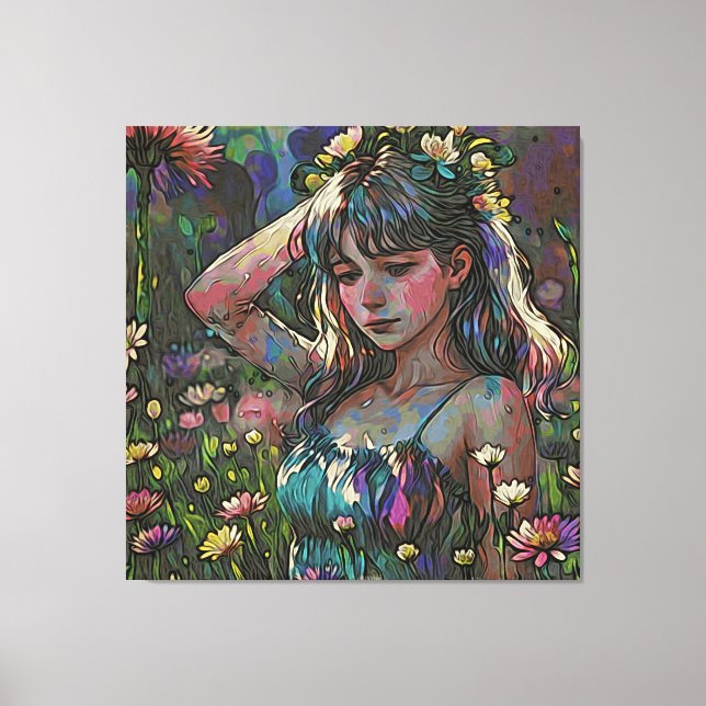 *~ Abstrakt Girl Vild Flower Fält AP56 Canvastryck (Framsida)
