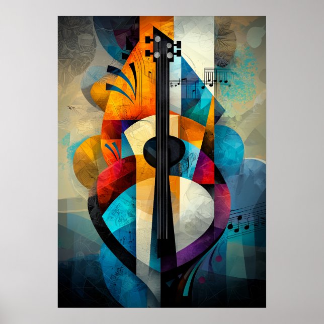 Abstrakt gitarrkonst - geometrisk musikdesign poster (Framsidan)