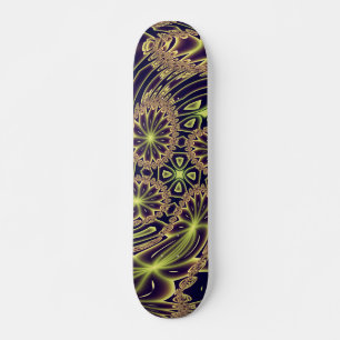 Abstrakt Glad Dans Neon Guld Fraktal Konst Skateboard Bräda 20 Cm