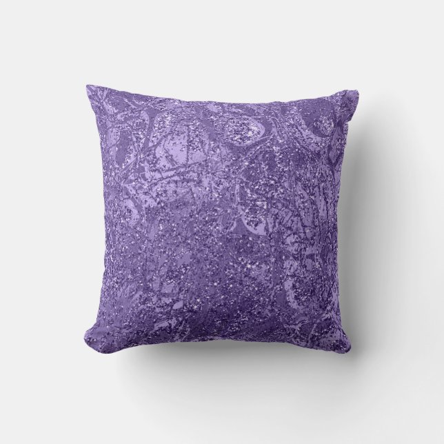 Abstrakt Glam Glitter Lila Amethyst Viole Kudde (Framsida)