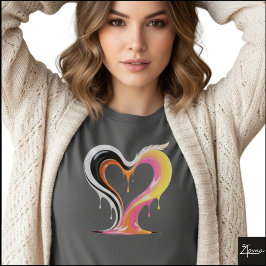 Abstrakt Glänsande Droppande Hjärta Popkonst T Shirt