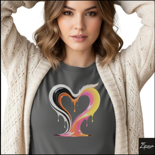 Abstrakt Glänsande Droppande Hjärta Popkonst T Shirt