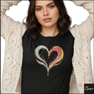 Abstrakt Glänsande Virvel Hjärtat Pop Art T Shirt