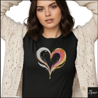 Abstrakt Glänsande Virvel Hjärtat Pop Art T Shirt