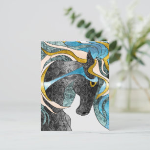 Abstrakt Glas-i-glas-hästkonst – Modern hästkonst Vykort