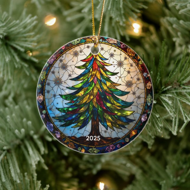 Abstrakt Glas Julgran Ornament, glasaktigt Julgransprydnad Keramik (Träd)